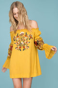 Saige Floral Day Dress Yellow Mustard