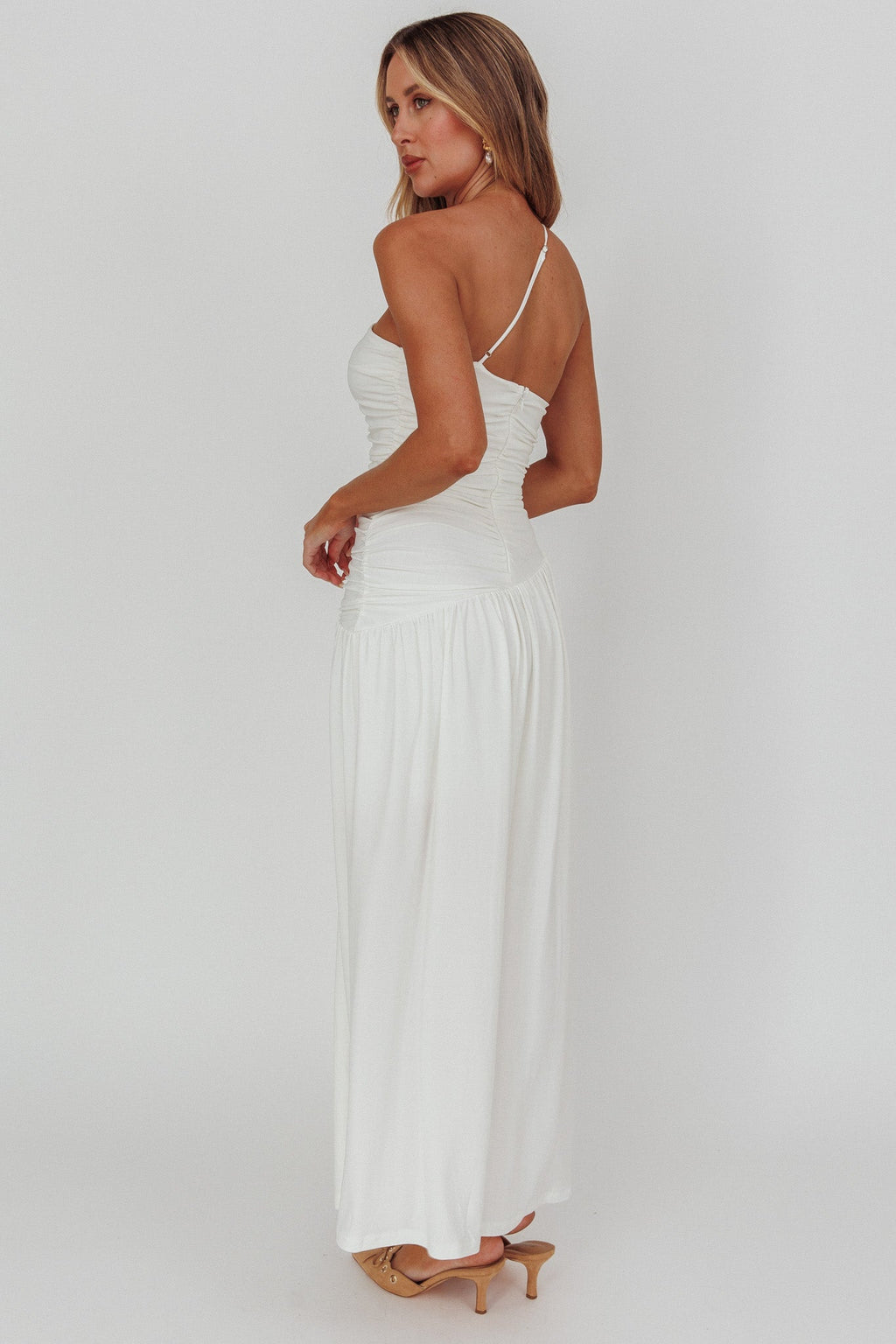 Destination One-Shoulder Maxi Dress White