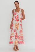 Thetis Leaf And Shell Maxi Slip Dress Pink