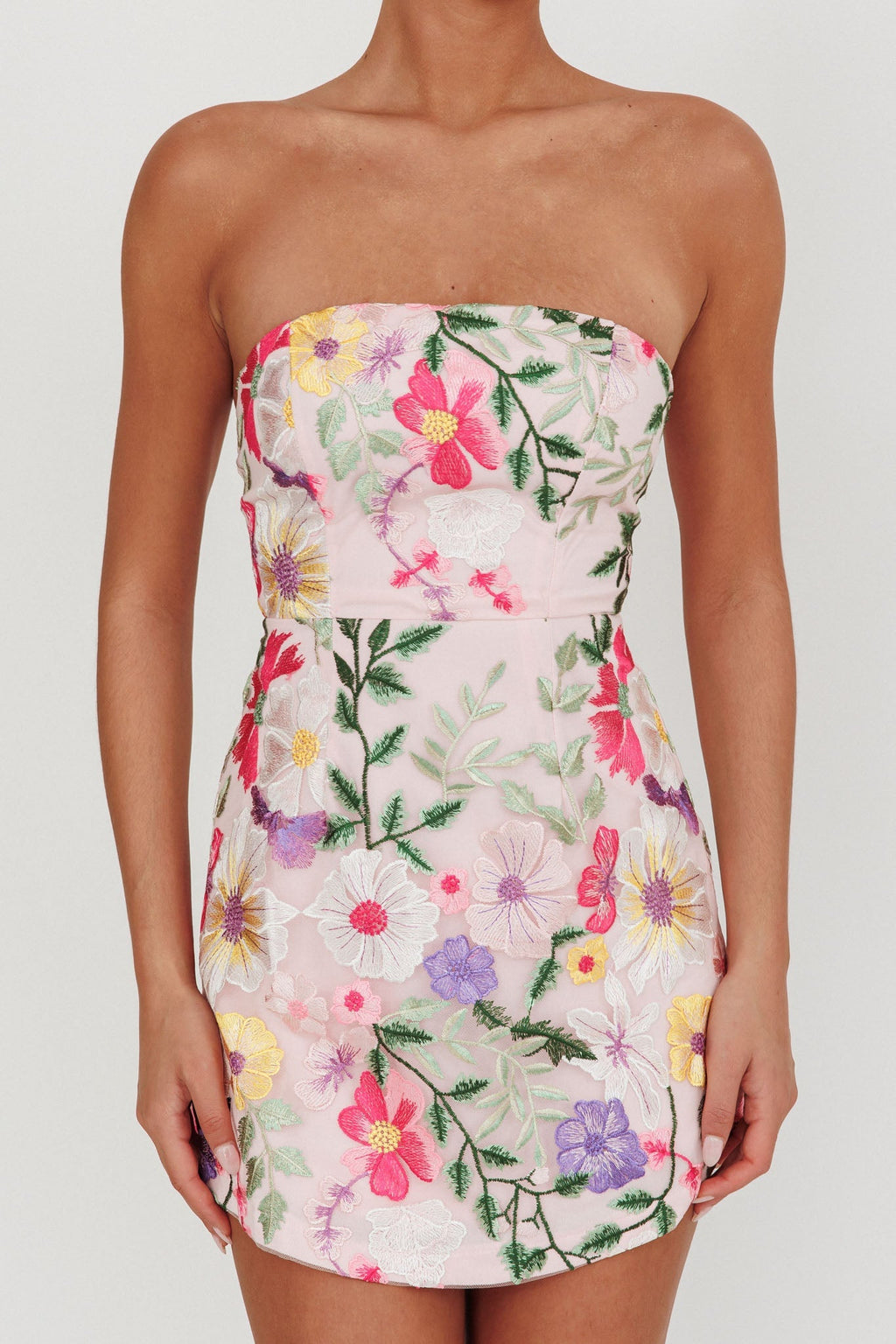 Entered The Chat Strapless Mini Dress Multi