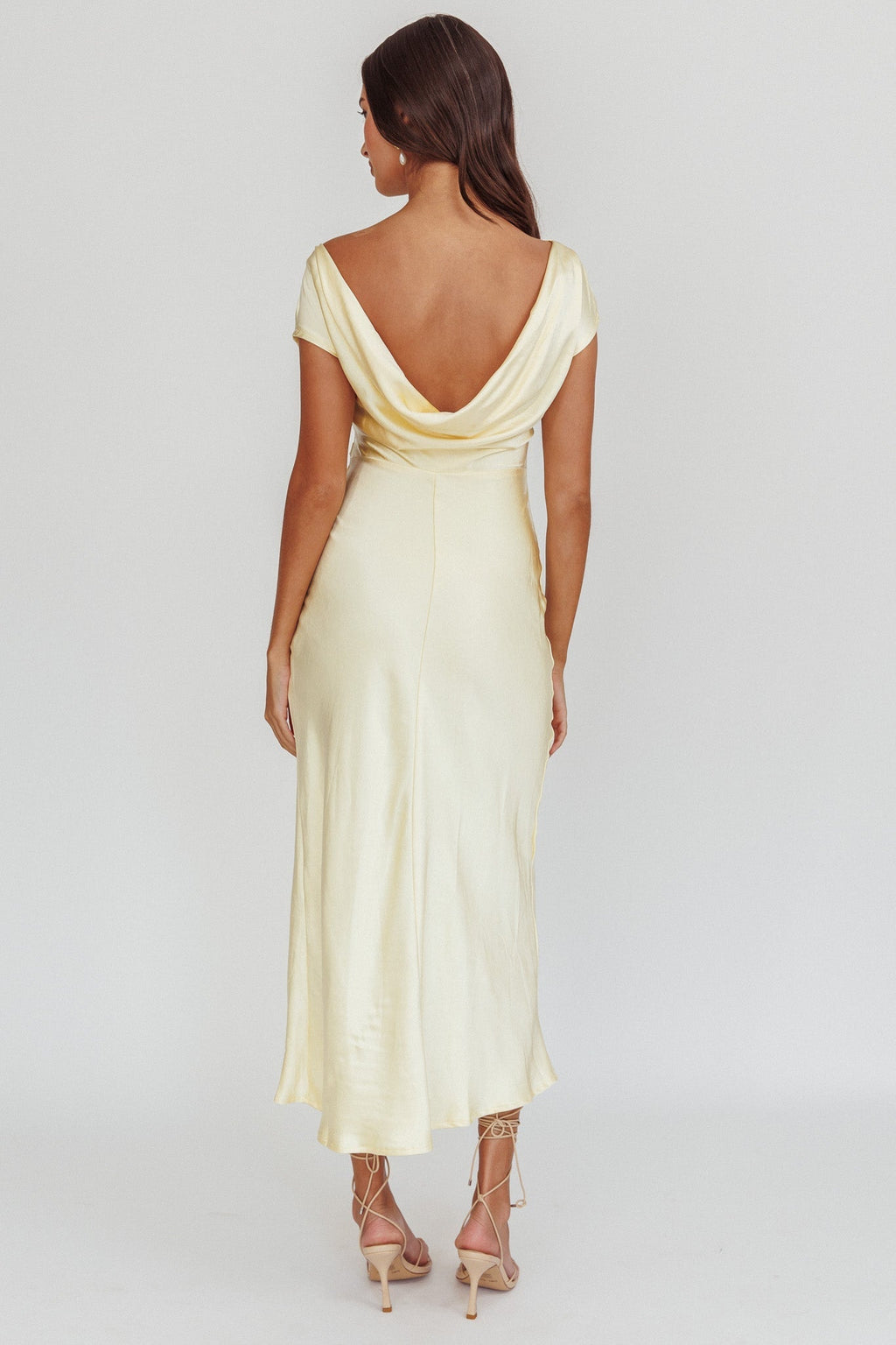 Loveland Cap Sleeve Cowl Back Midi Dress Butter