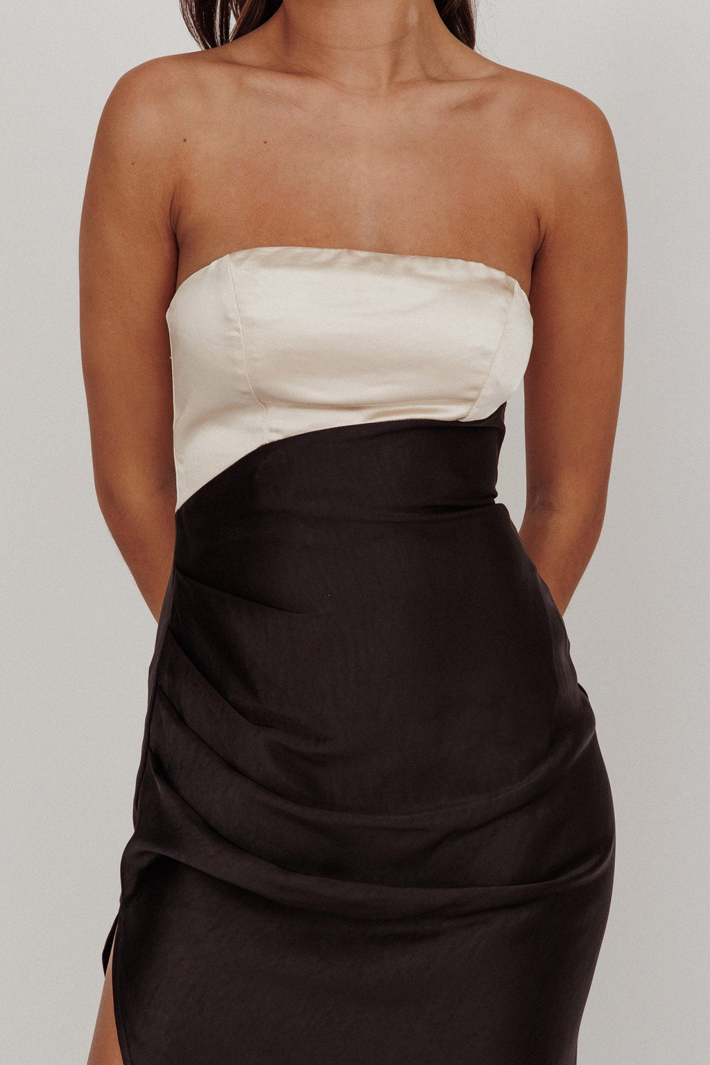 Kamillia Strapless Split Maxi Dress Black