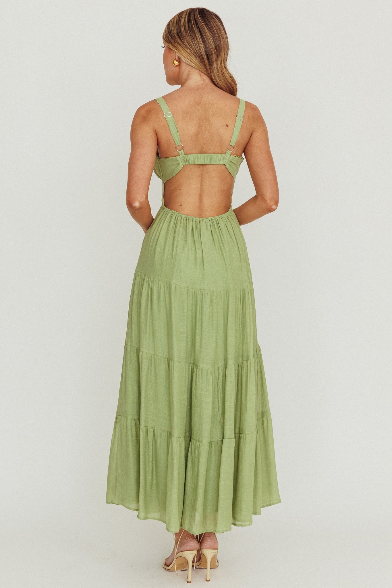 Neptune Cut Out Back A-Line Maxi Dress Sage