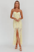 Frannie Vertical Ruffle Maxi Dress Lemon