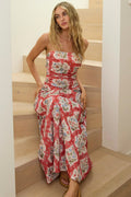 Common Ground Drop Waist Strapless Maxi Dress Floral Cream